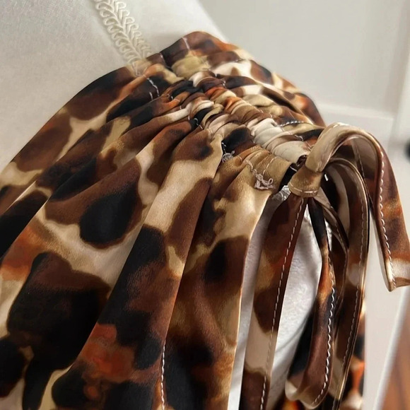 Calvin Klein Animal Print Tie-Shoulder Maxi Dress with Drawstring Elastic Waist - Picture 9 of 16